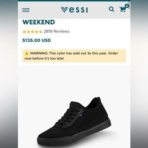 Men size 12 waterproof knit Vessi “weekend”